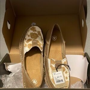 Ariat Tan and Cream Slip-On Loafers